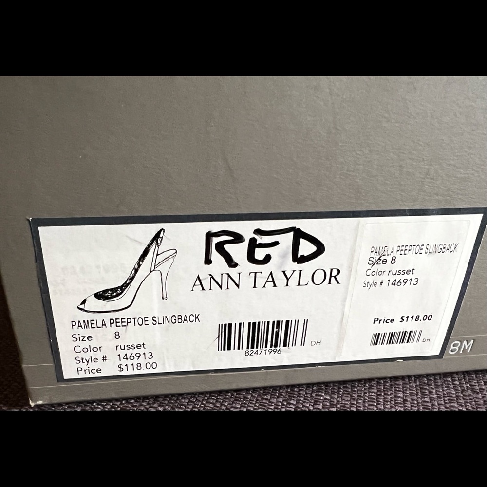 Ann Taylor peep toe slingback heels burgundy size 8 - Picture 7 of 7